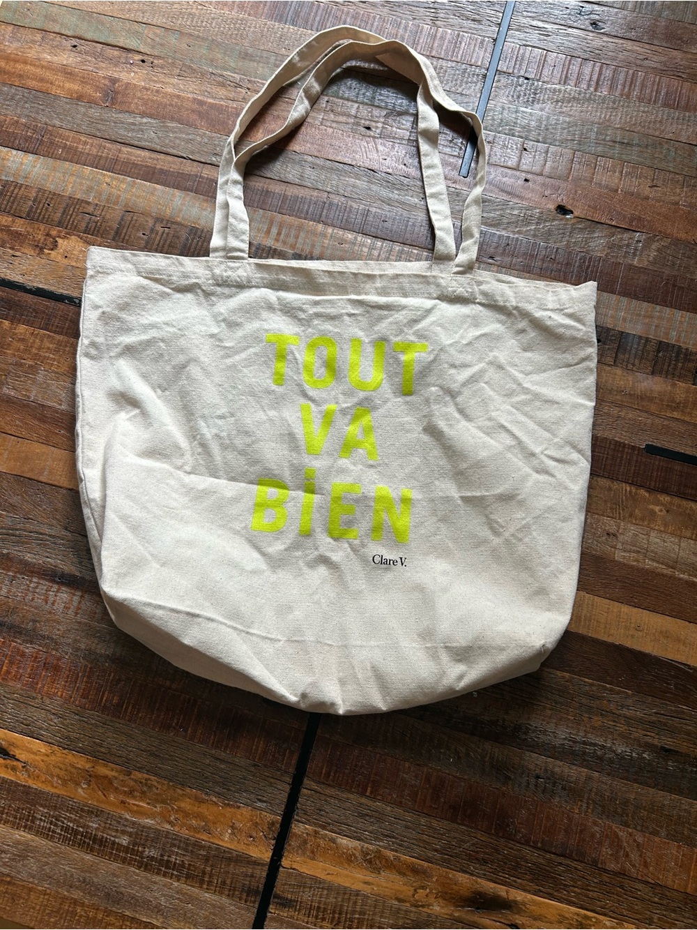 Clare V. “Tout Va Bien” Canvas Tote Bag. “Everything is fine”